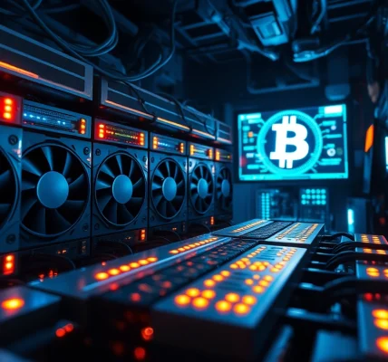 Explore the world of Bitcoin mining with an active mining rig showcasing GPU dynamics and energy.