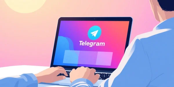 Download.telegram电脑下载 on a laptop, showcasing a vibrant interface and modern design elements.