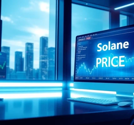 Visualize trading Solana price USD with dynamic price charts and trading data at a modern trading desk.