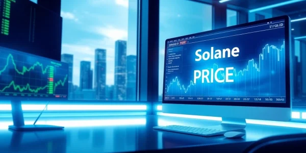 Visualize trading Solana price USD with dynamic price charts and trading data at a modern trading desk.